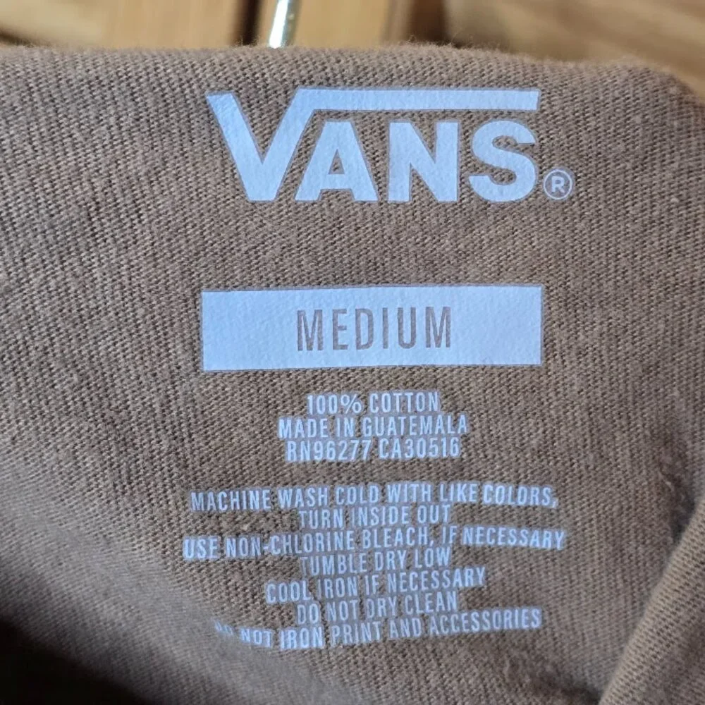 Van's Brown Cropped Tank Top with Cute Graphics, Size Medium - Picture 7 of 7